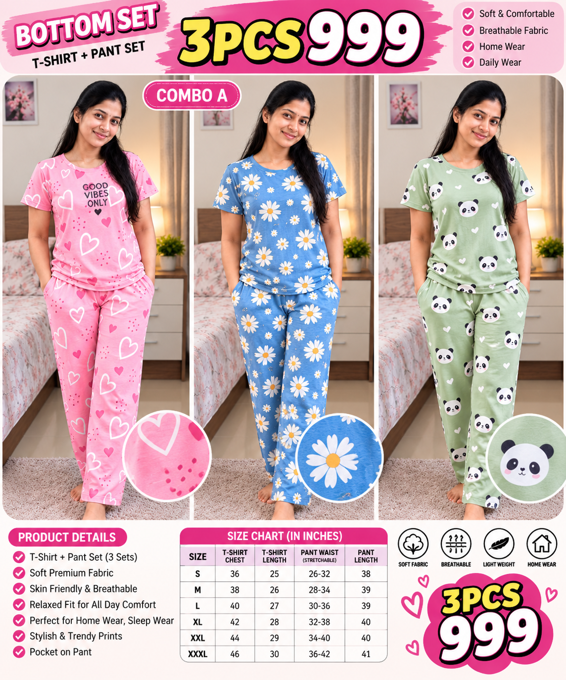 3 PCS BOTTOM SET