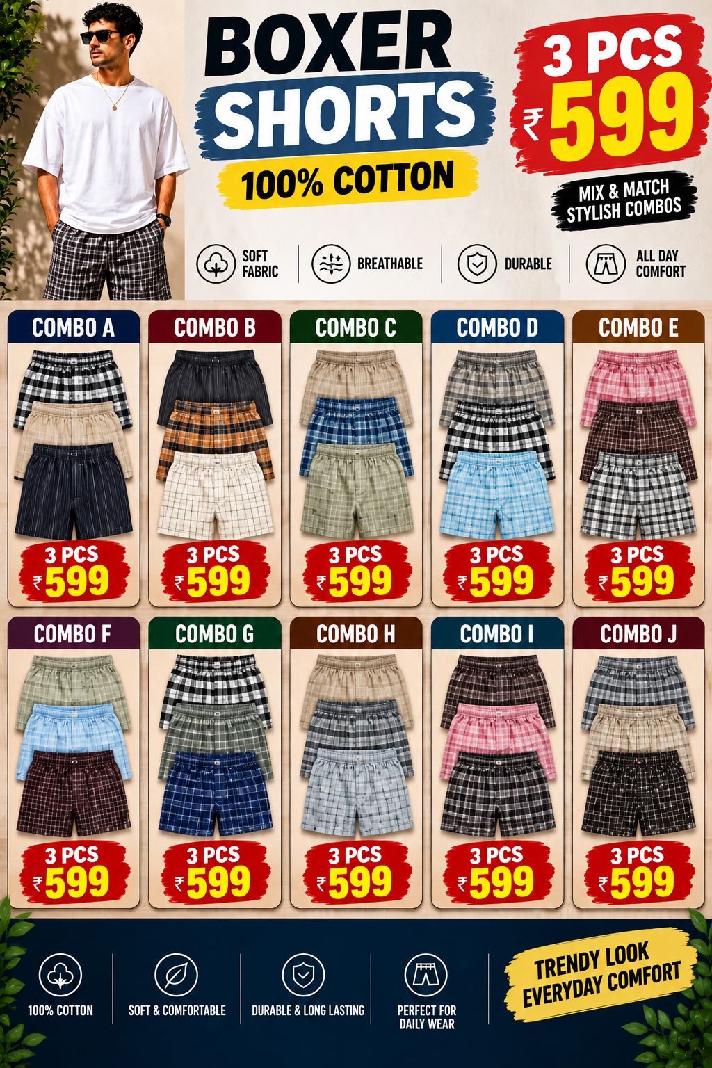 3 PCS BOXER SHORTS