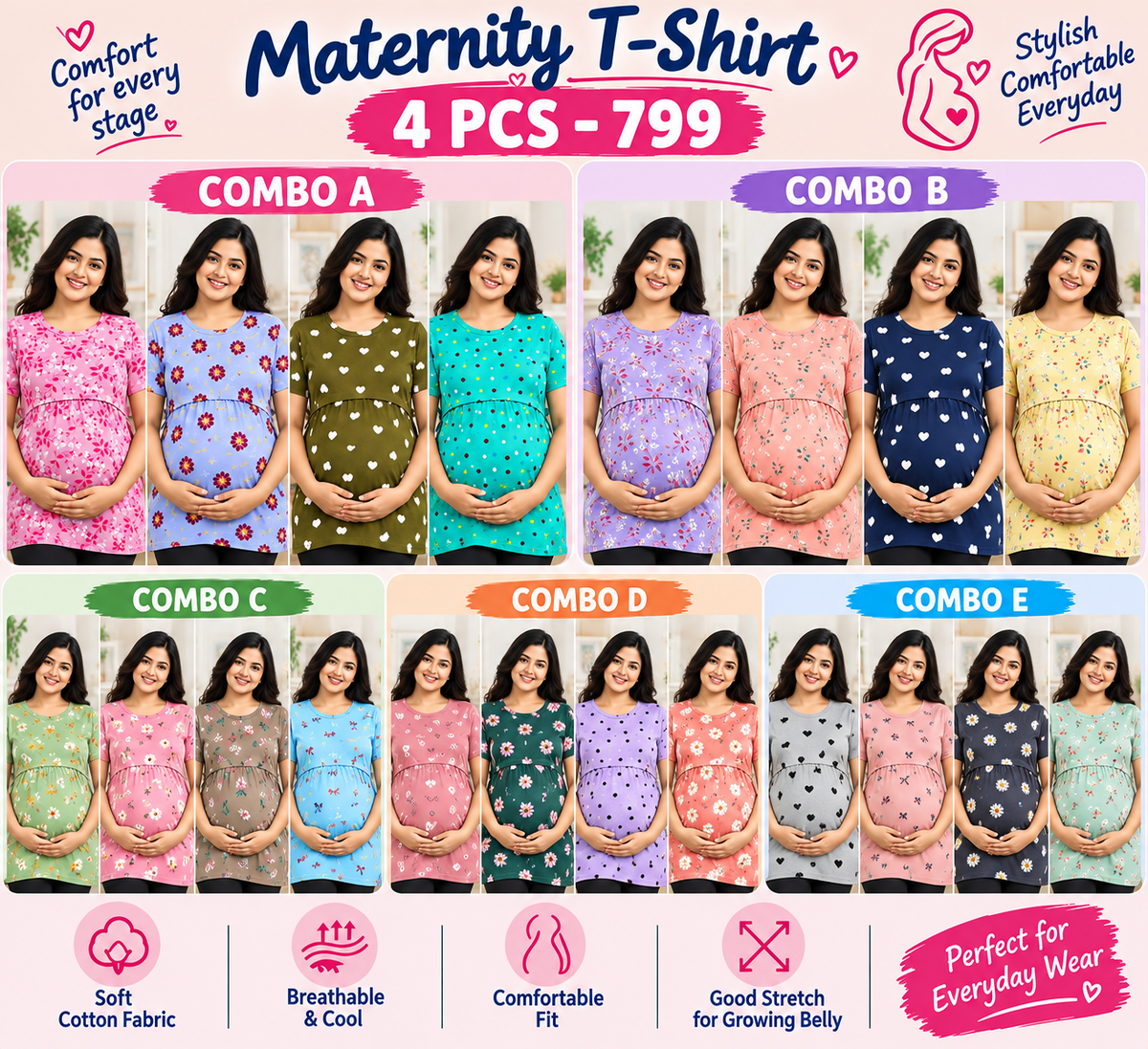 4 PCS MATERNITY T-SHIRT COMBO