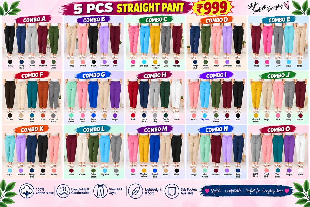 5 PCS STRAIGHT PANT COMBO