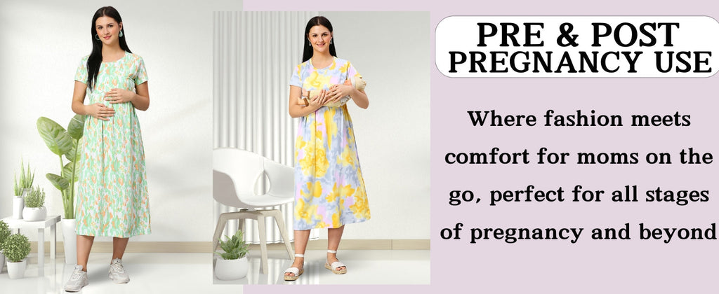Women's Pure Cotton Maternity Gown/Maternity wear/Feeding 3 pieces
