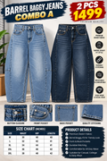 2 PCS BARREL BAGGY JEANS