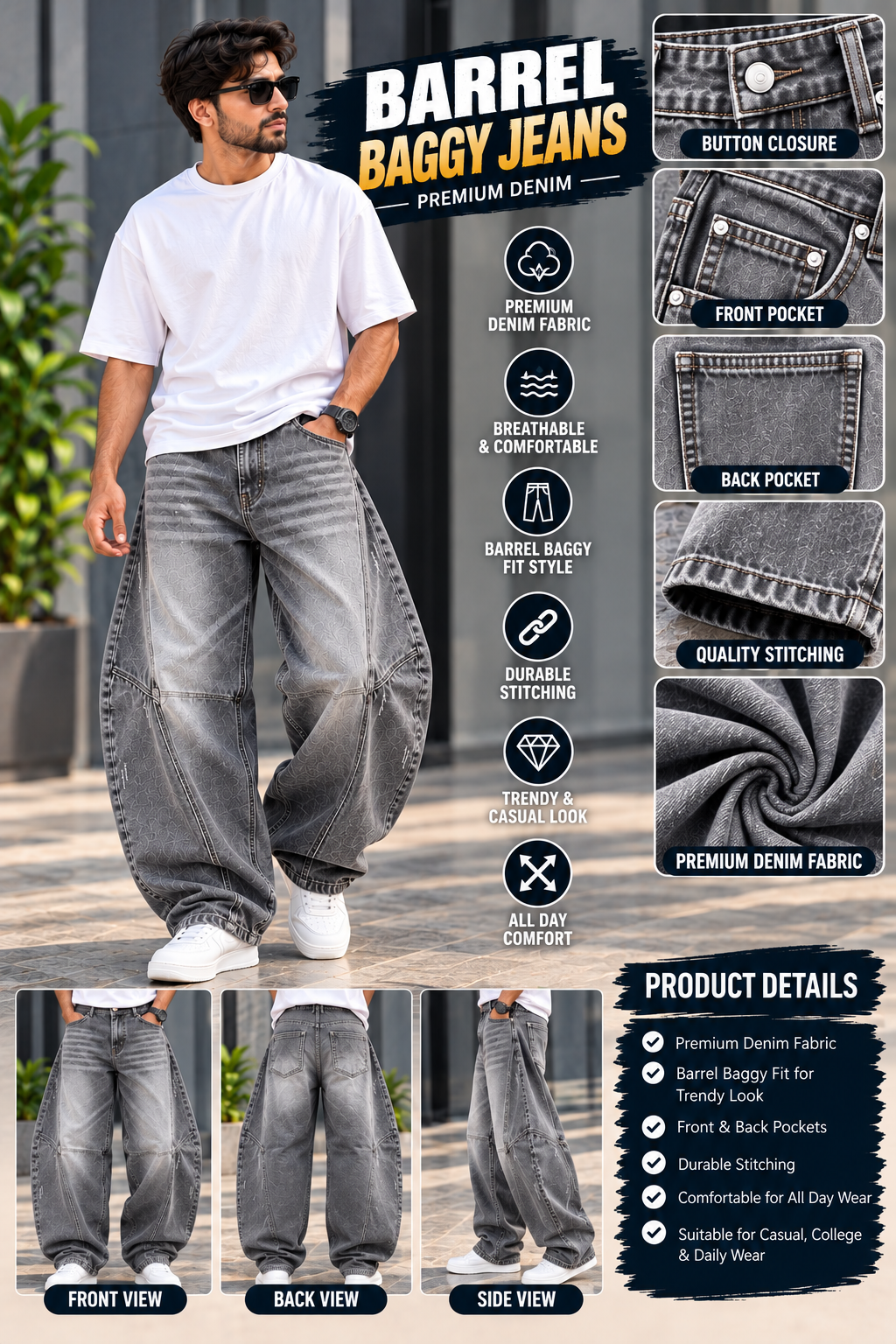 BARREL BAGGY JEANS