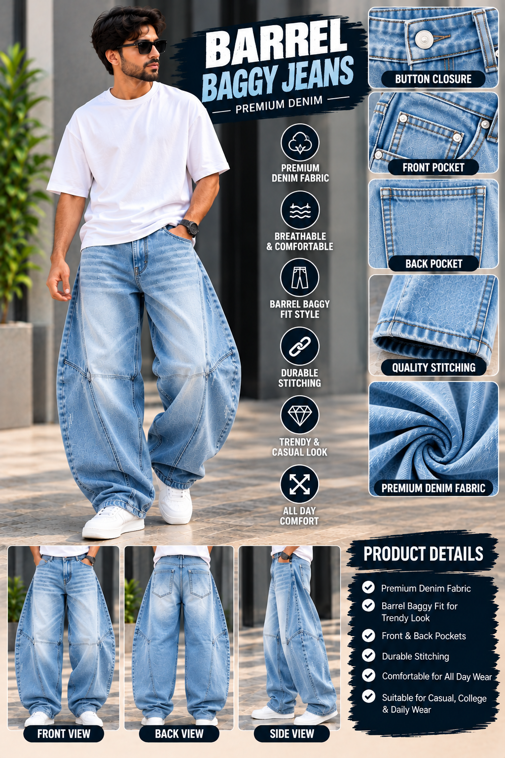 BARREL BAGGY JEANS