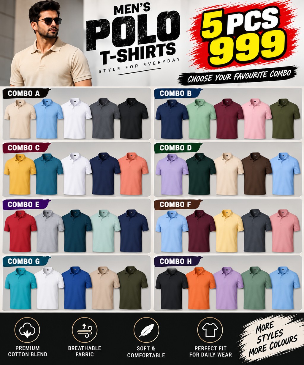 5 PCS POLO T-SHIRT COMBO