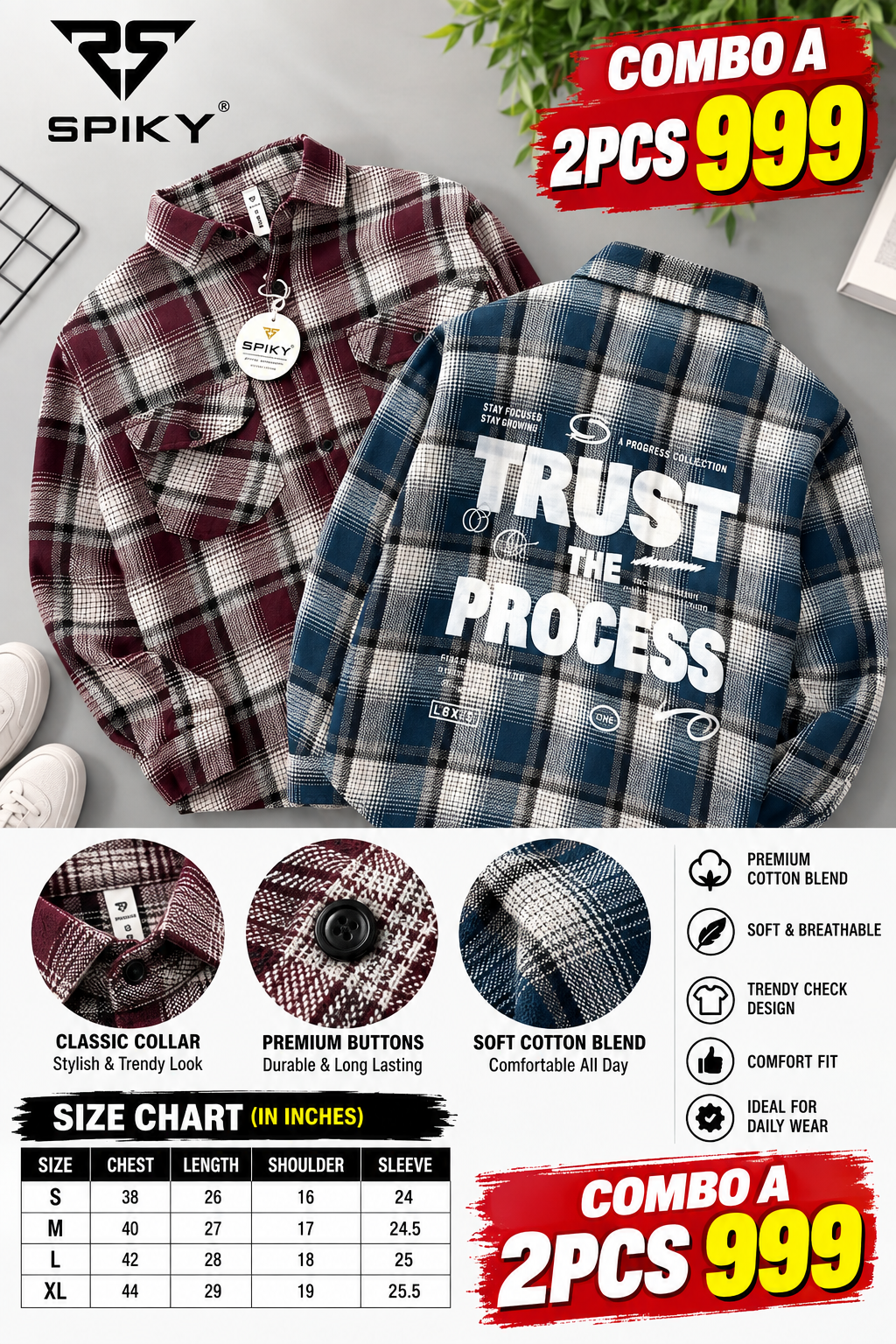 2 Pcs Checked Flannel Shirt