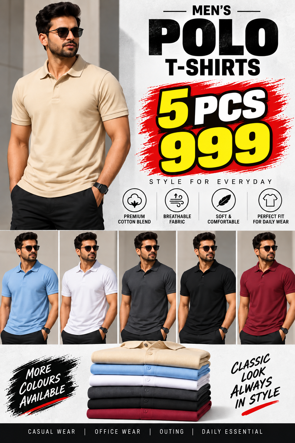 5 PCS POLO T-SHIRT COMBO