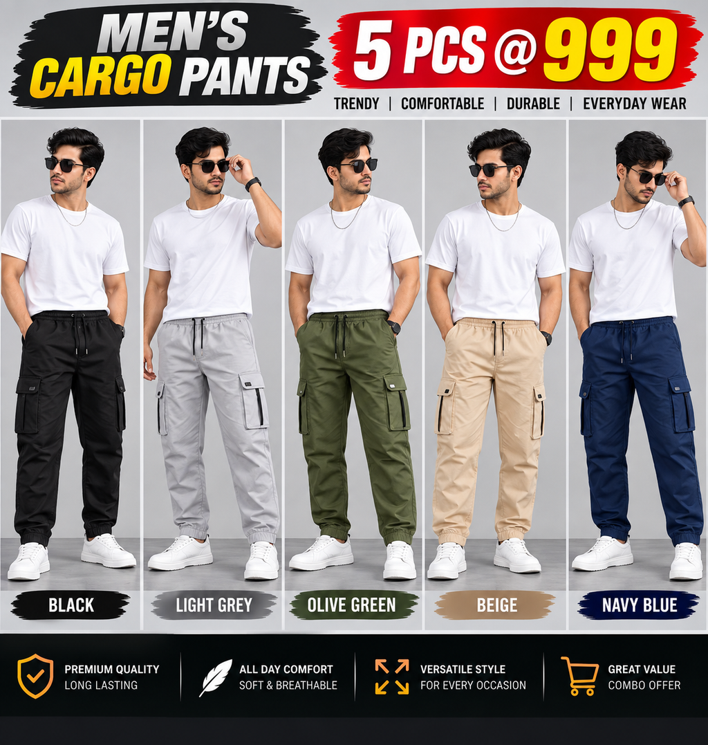 5 PCS CARGO PANTS COMBO