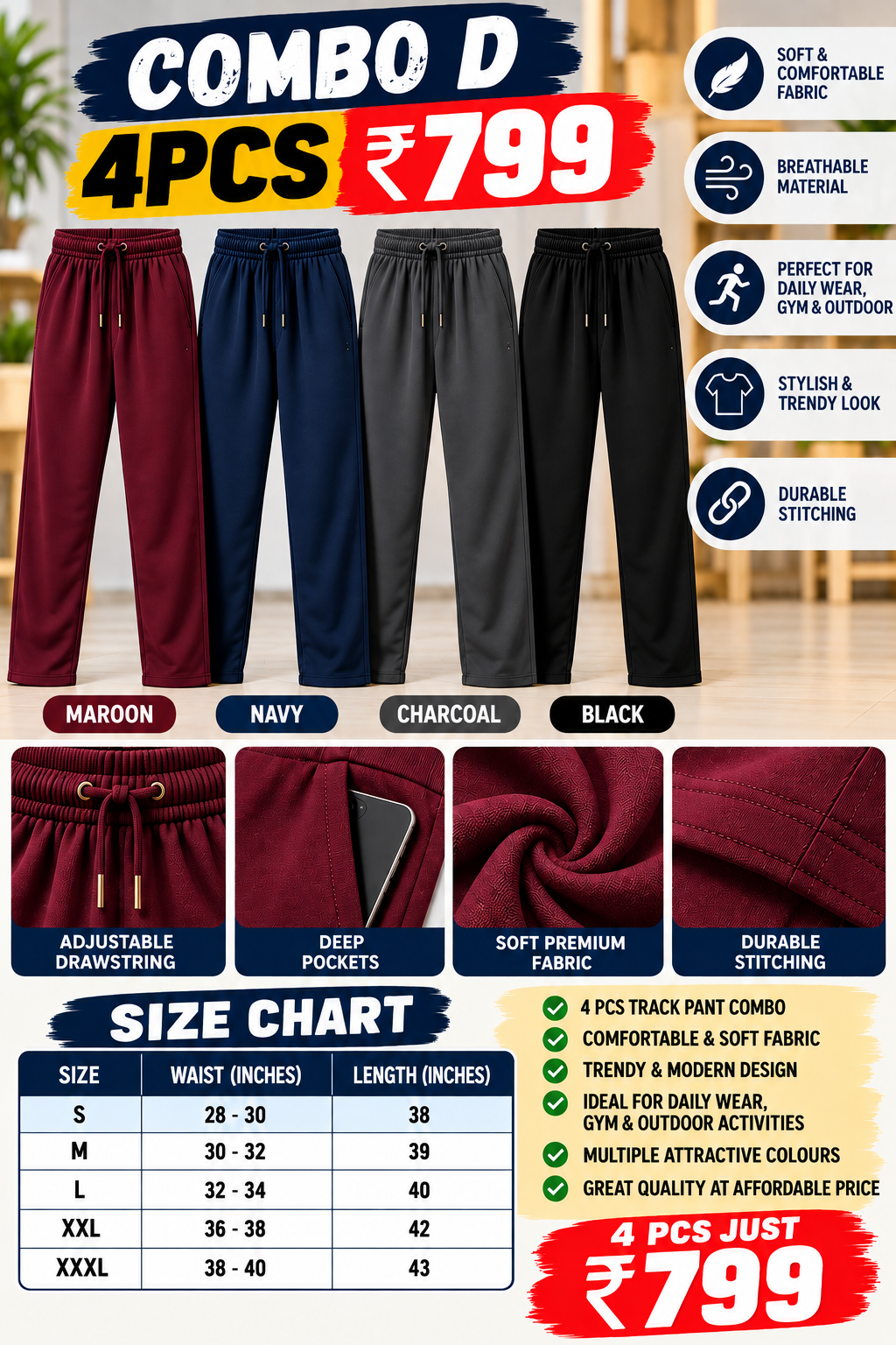 4 PCS TRACK PANT
