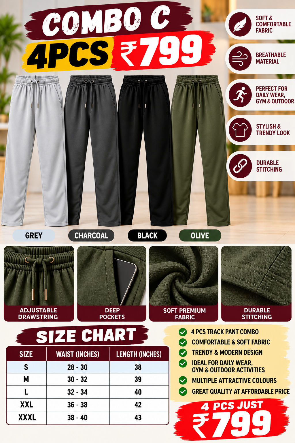4 PCS TRACK PANT