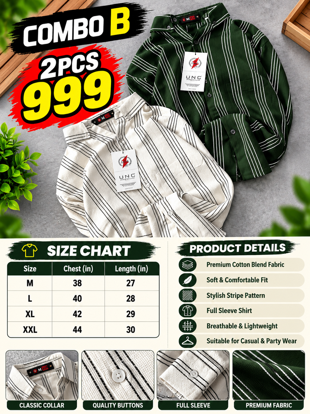 2 PCS RETRO LINE SHIRT