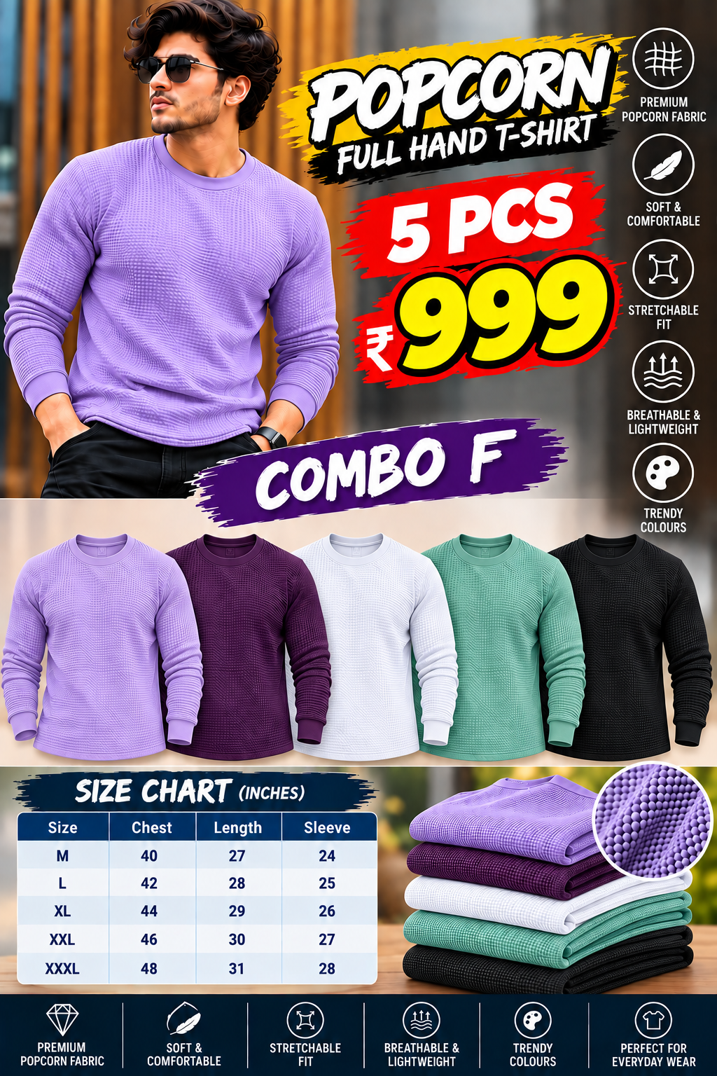 5 PCS POPCORN TSHIRT