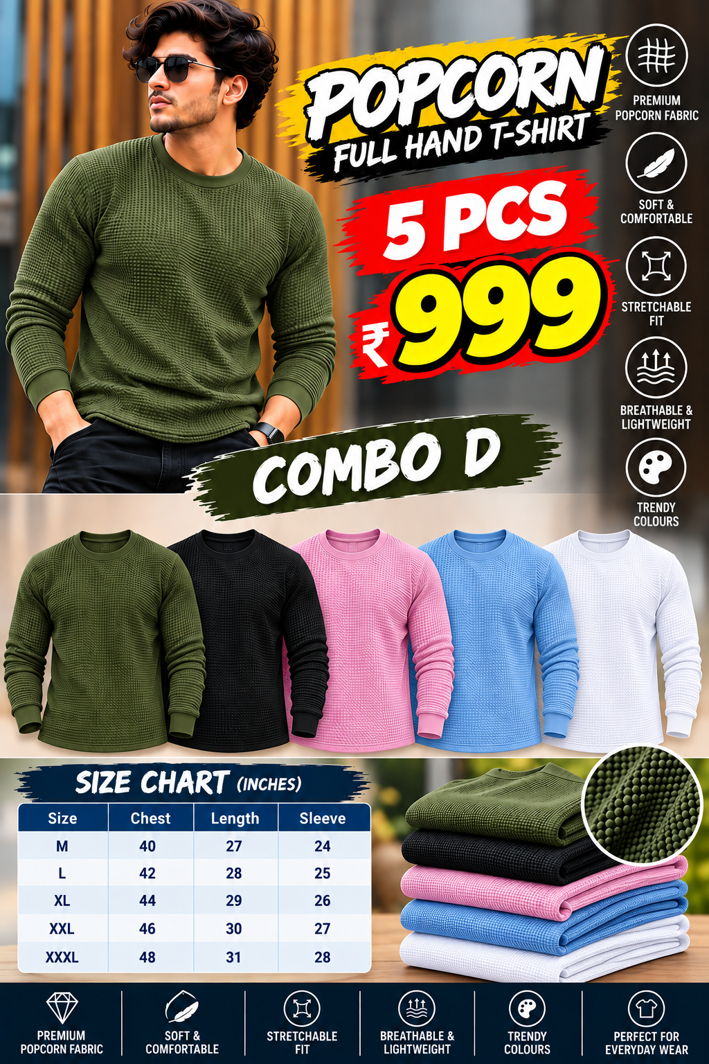 5 PCS POPCORN TSHIRT