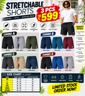 3 PCS STRETCHABLE SHORTS