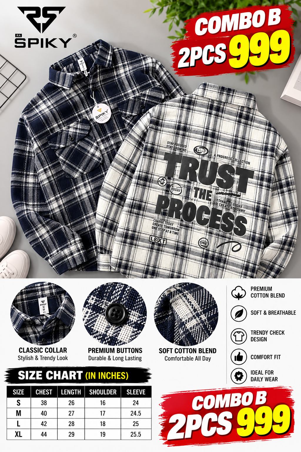 2 Pcs Checked Flannel Shirt