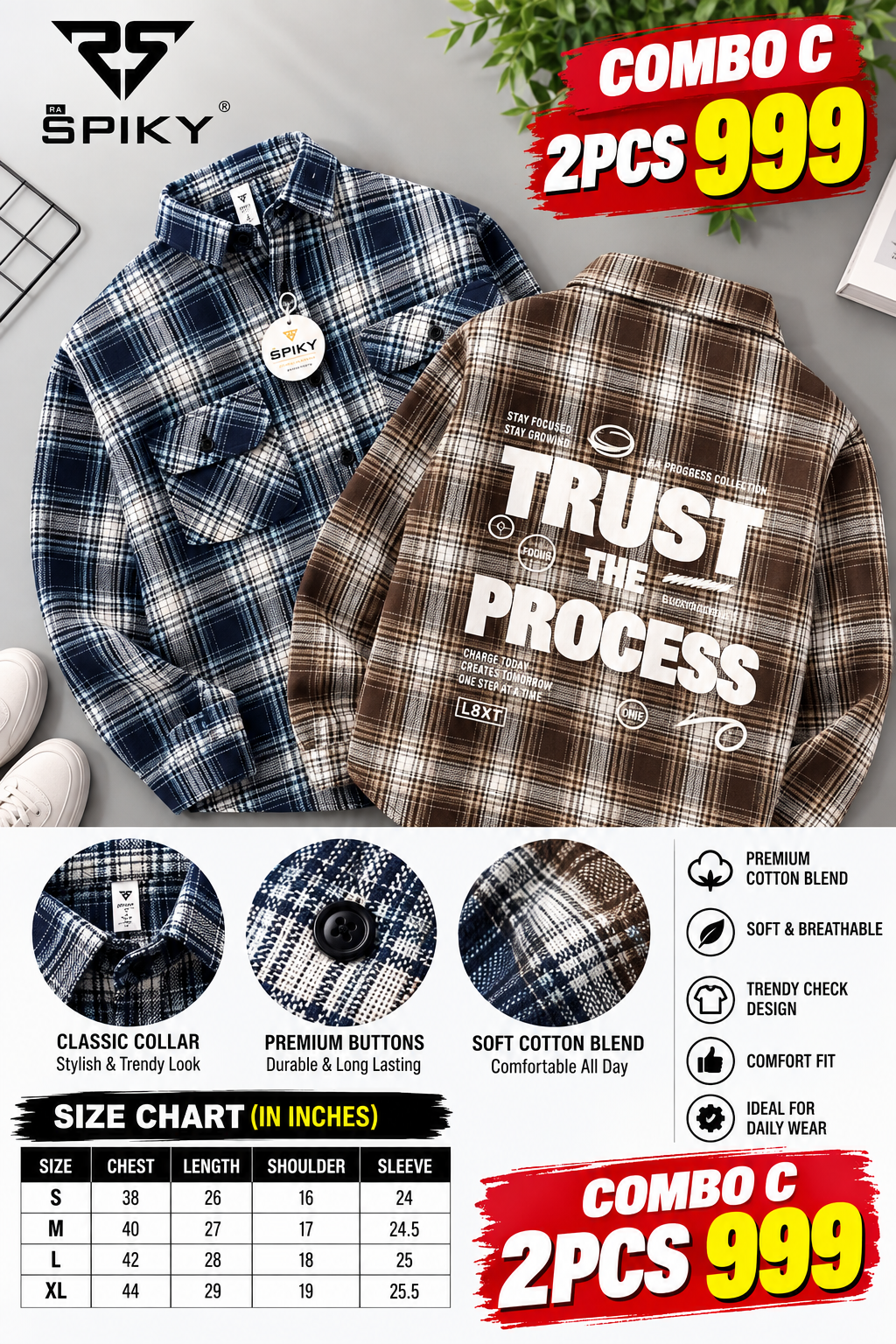 2 Pcs Checked Flannel Shirt