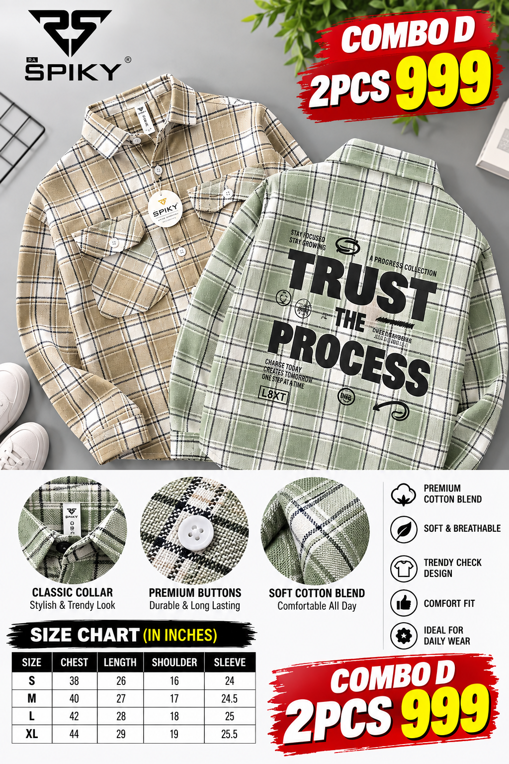2 Pcs Checked Flannel Shirt