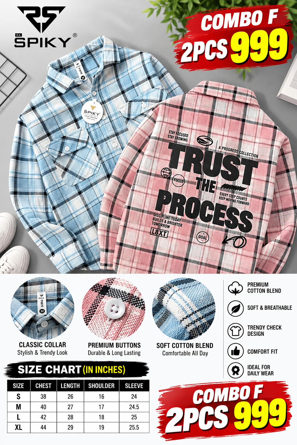 2 Pcs Checked Flannel Shirt