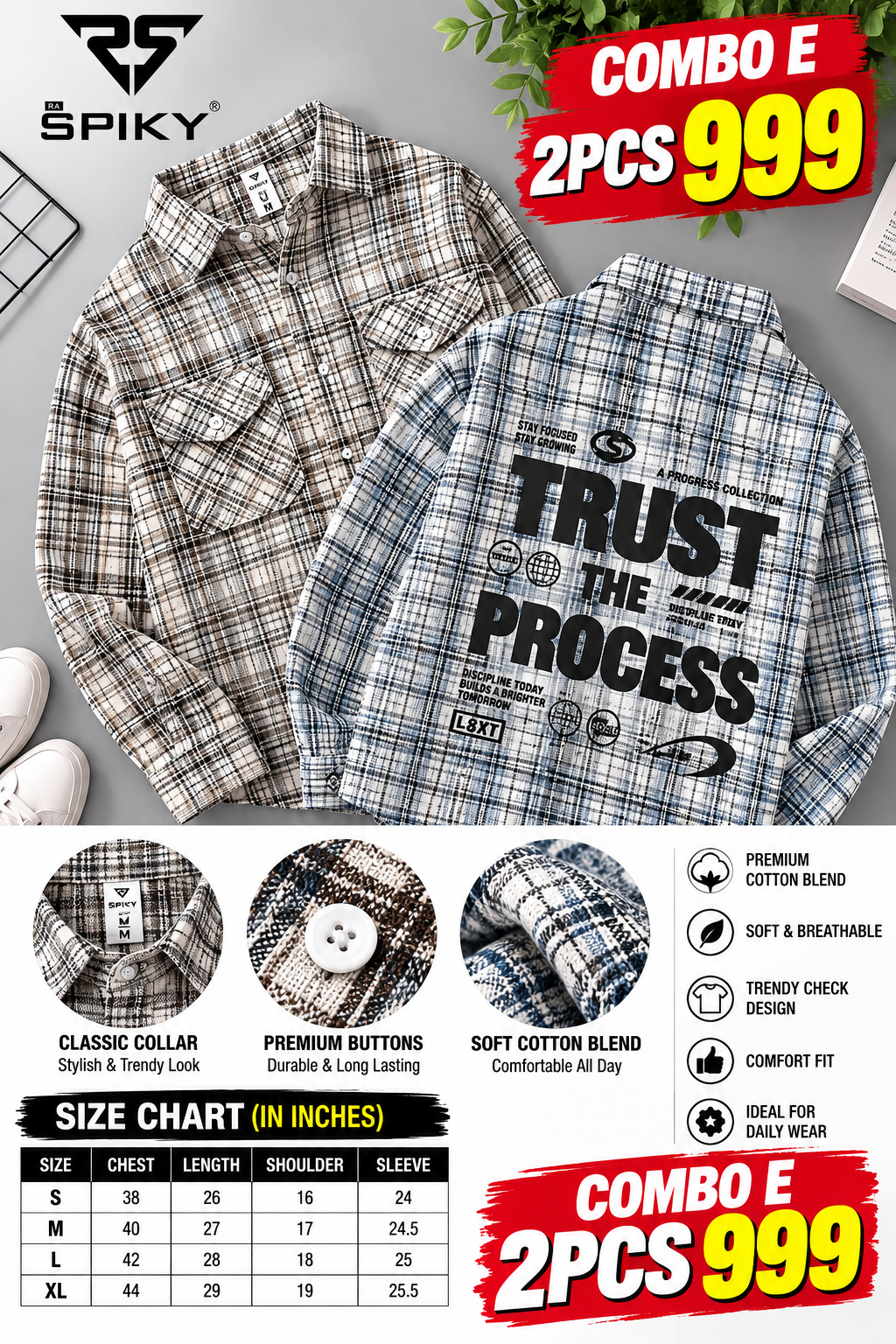 2 Pcs Checked Flannel Shirt