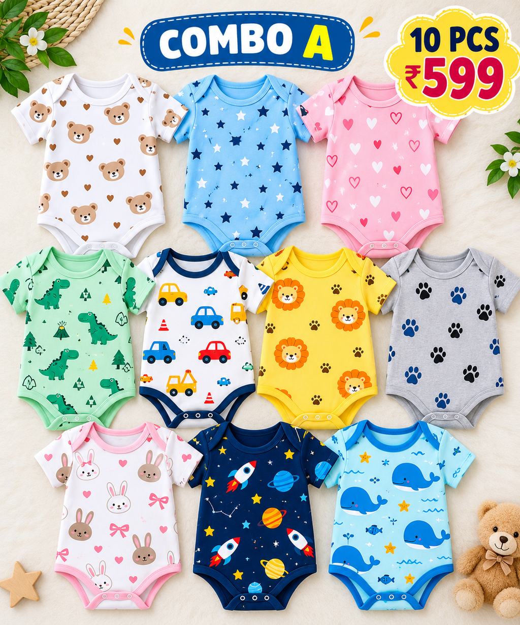 10 PCS BABY ROMPERS