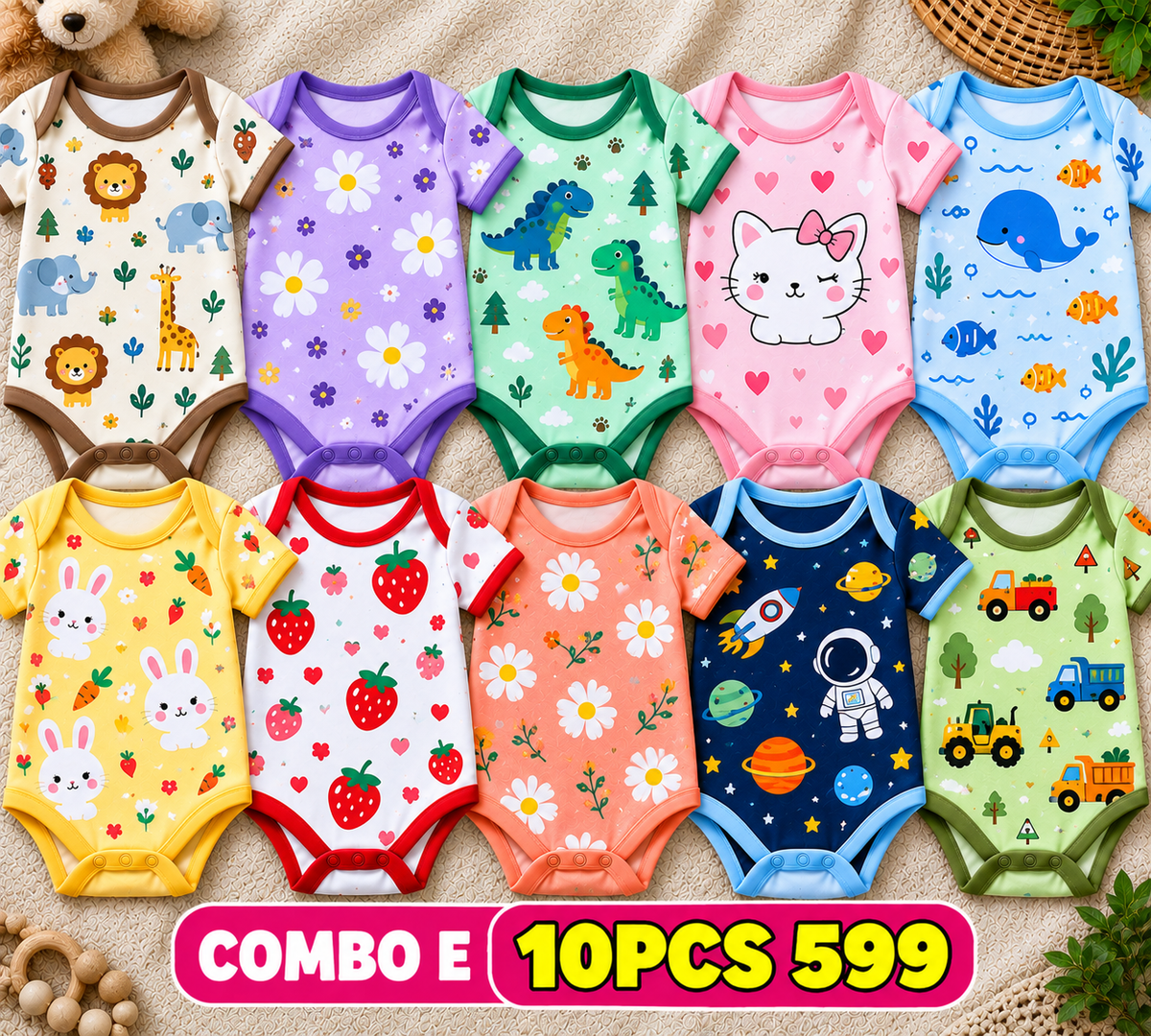 10 PCS BABY ROMPERS