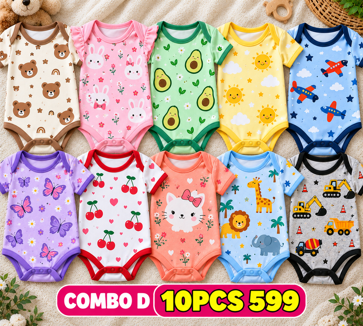 10 PCS BABY ROMPERS