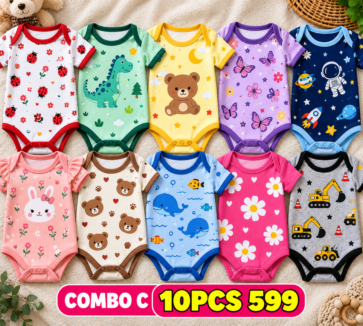 10 PCS BABY ROMPERS