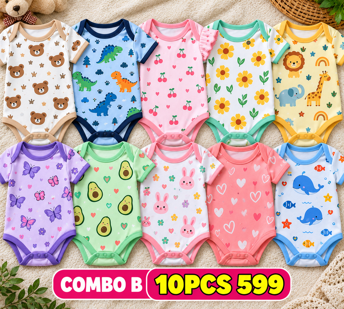 10 PCS BABY ROMPERS