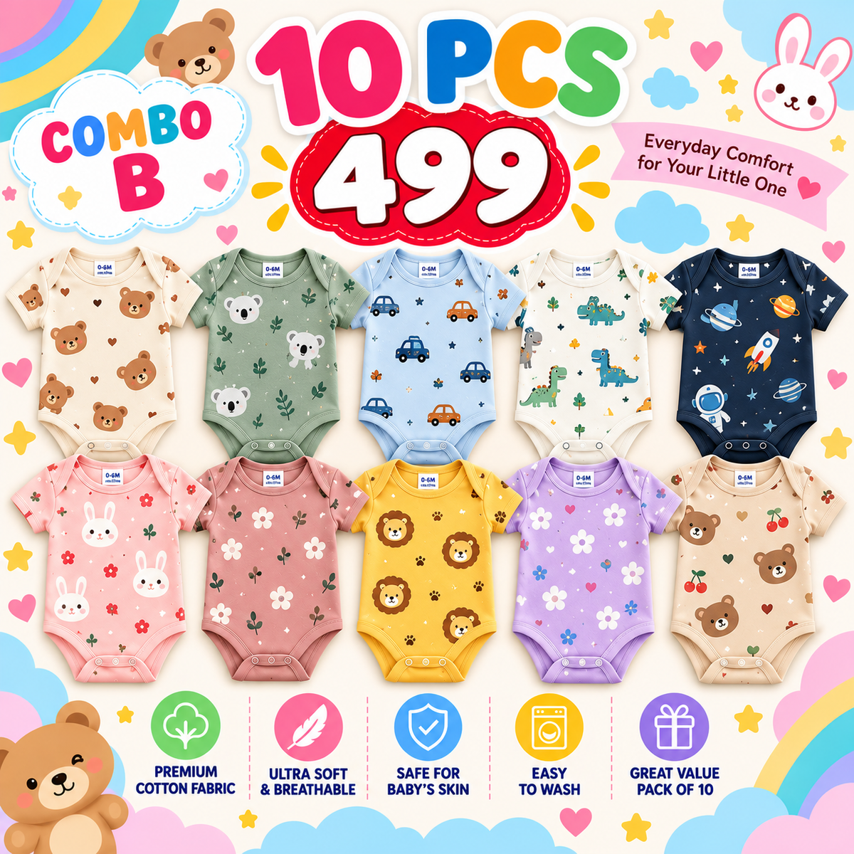 BABY ROMPERS - 10 PCS