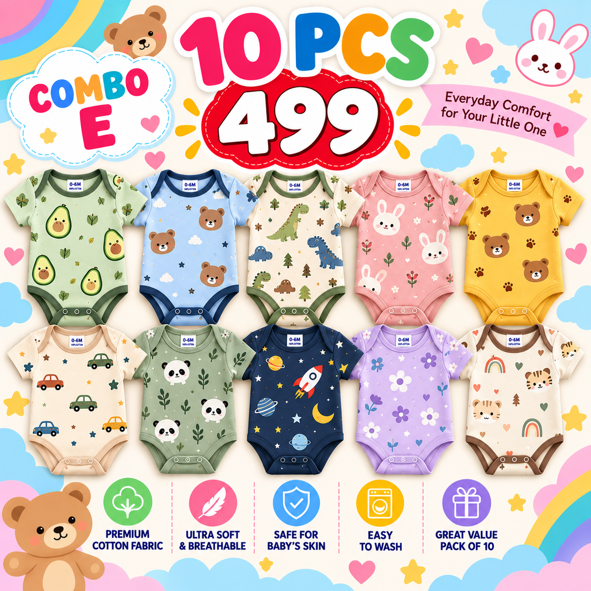 BABY ROMPERS - 10 PCS