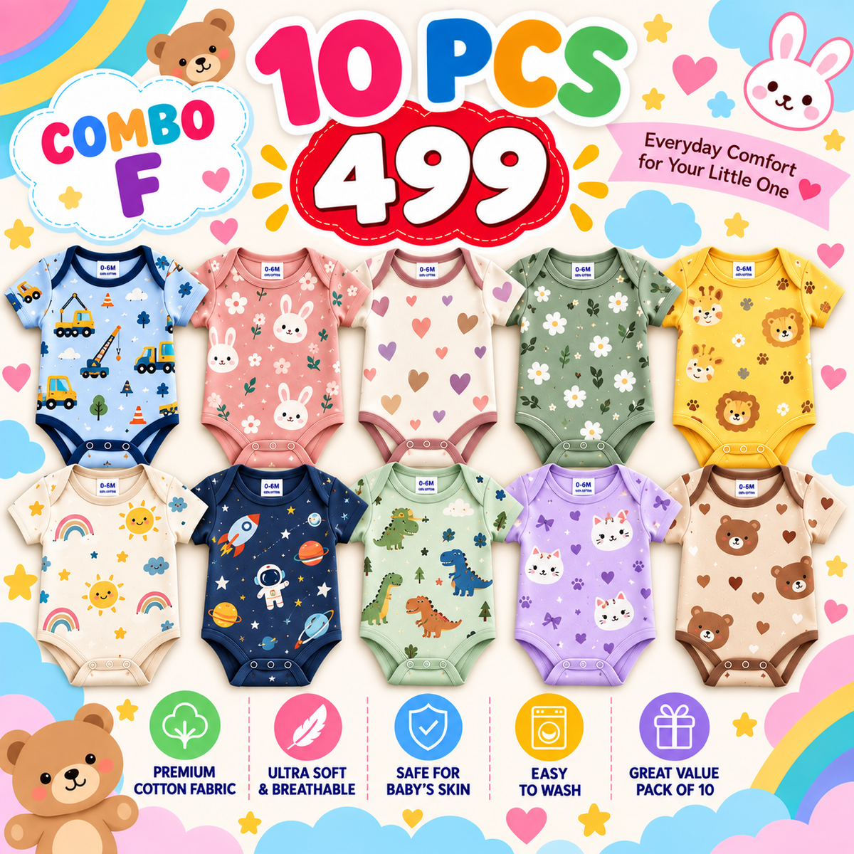 BABY ROMPERS - 10 PCS