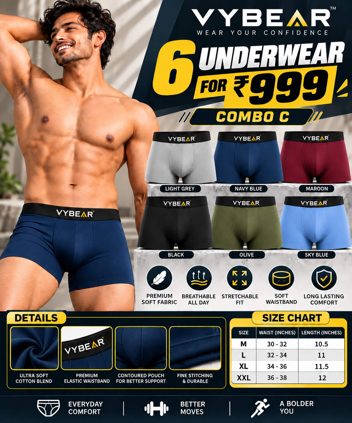 MENS INNERWEAR-6 PCS