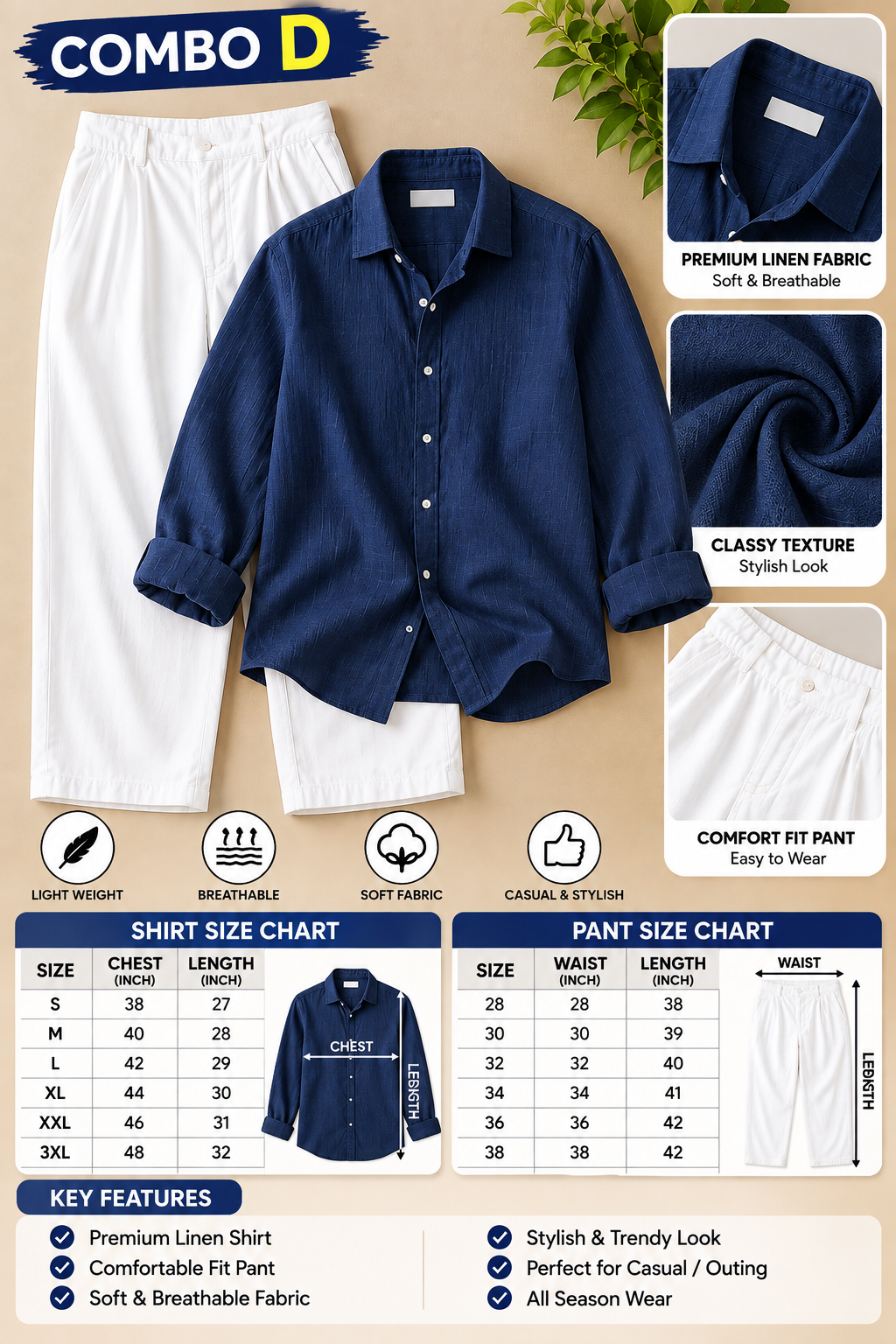 PREMIUM LINEN SHIRT & PANT COMBO