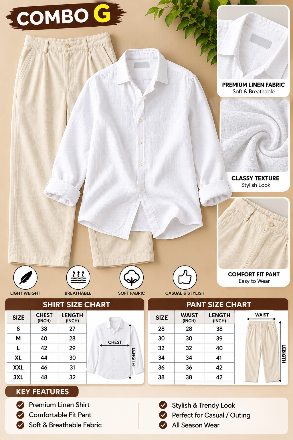 PREMIUM LINEN SHIRT & PANT COMBO