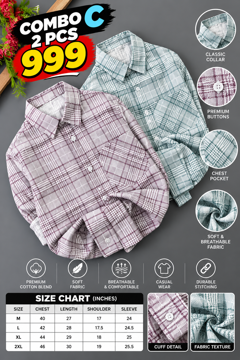 2 PCS CHECKED SHIRT