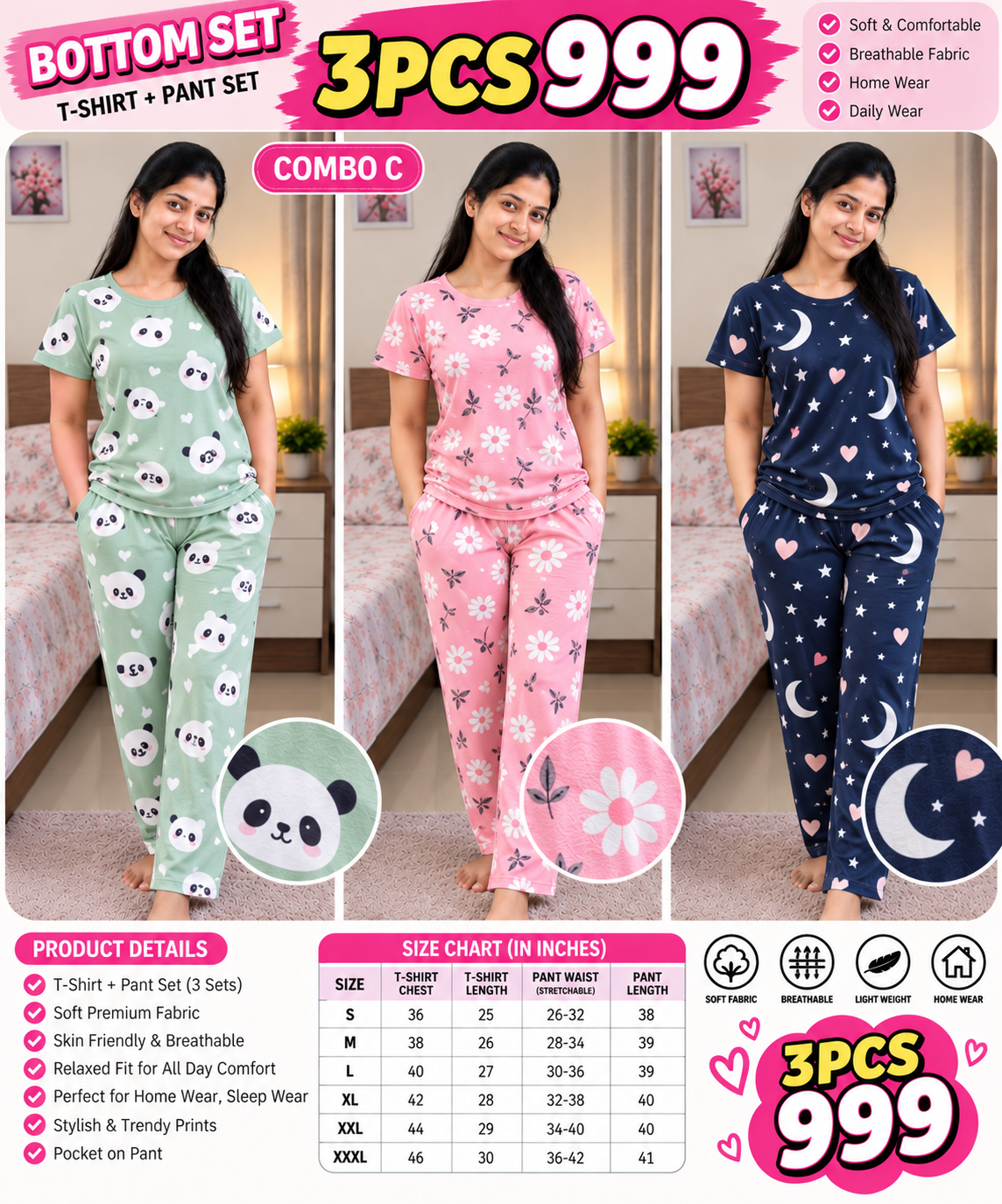 3 PCS BOTTOM SET