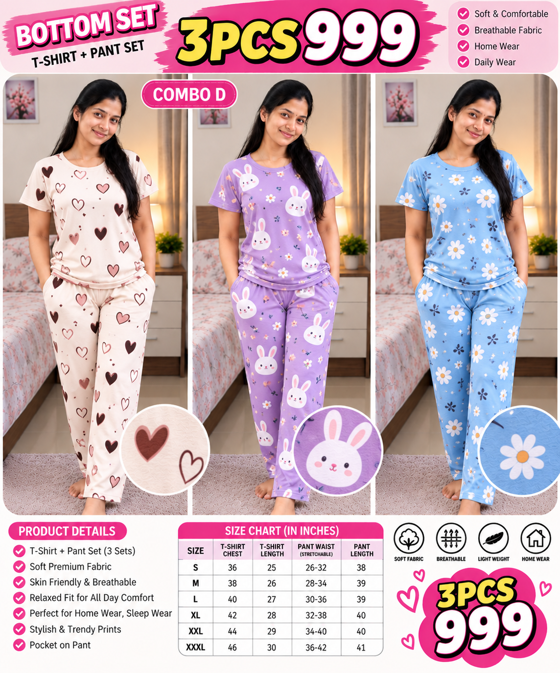 3 PCS BOTTOM SET