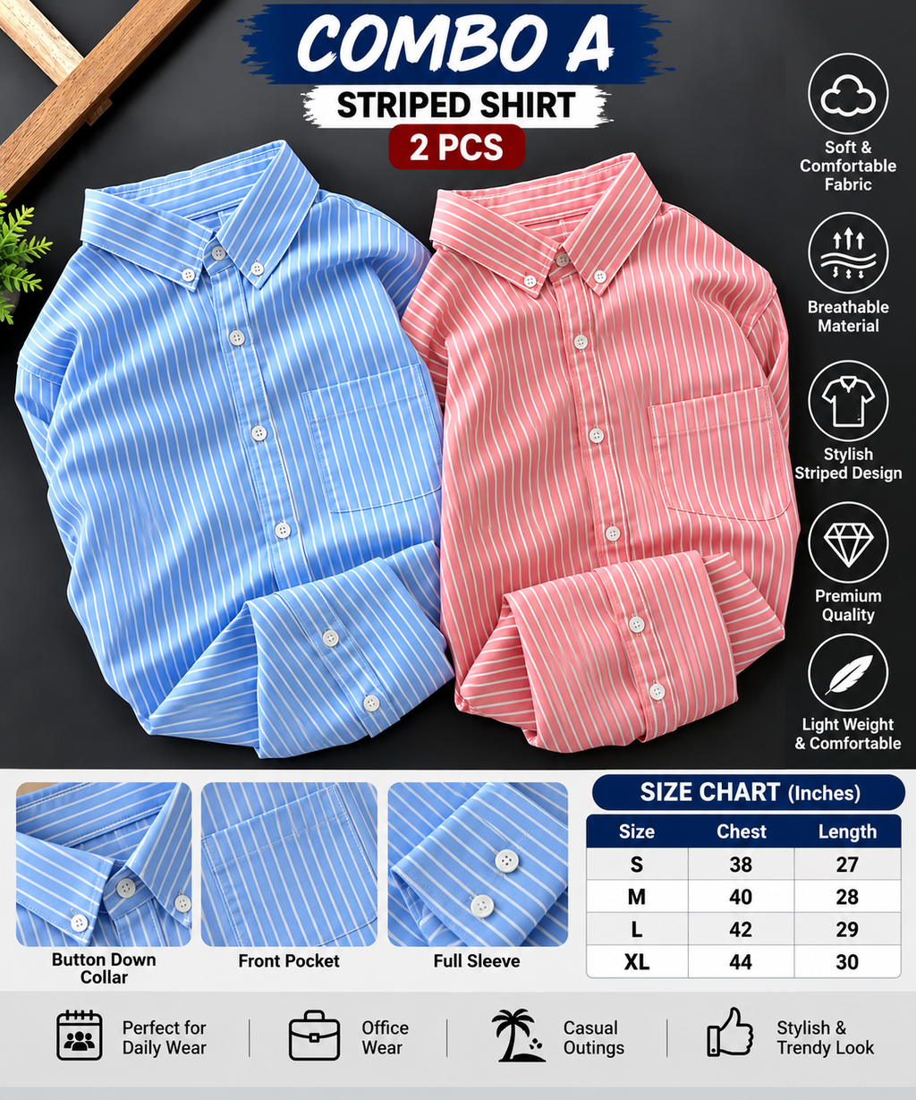 2 Pcs Striped Shirt