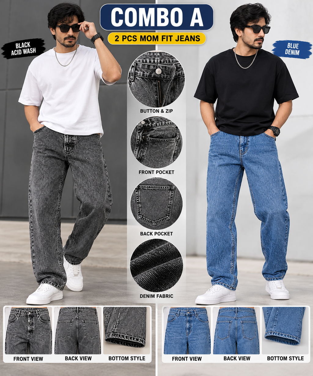 2 PCS  MOM FIT JEANS