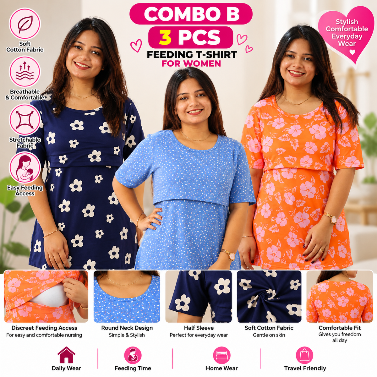 3 PCS MATERNITY T-SHIRT COMBO