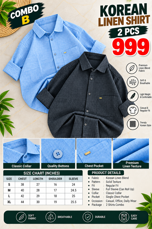 2 PCS KOREAN LINEN SHIRT