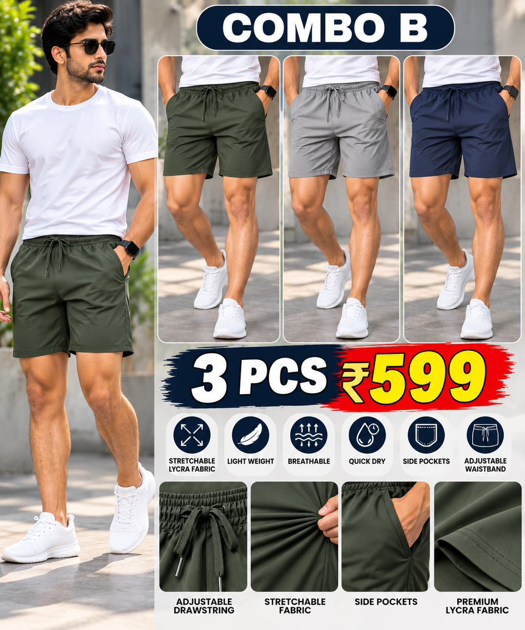 3 PCS LYCRA SHORTS