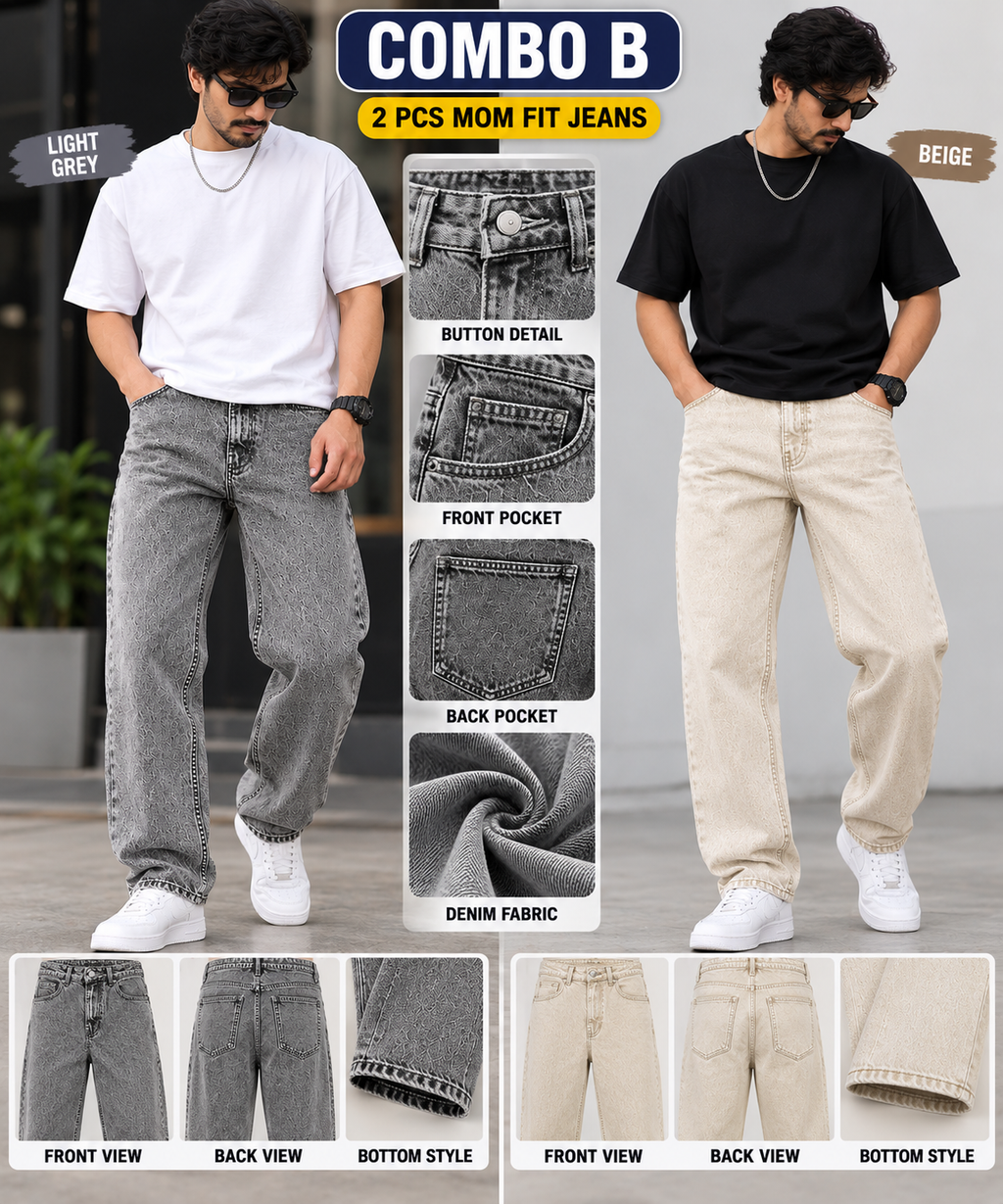 2 PCS  MOM FIT JEANS