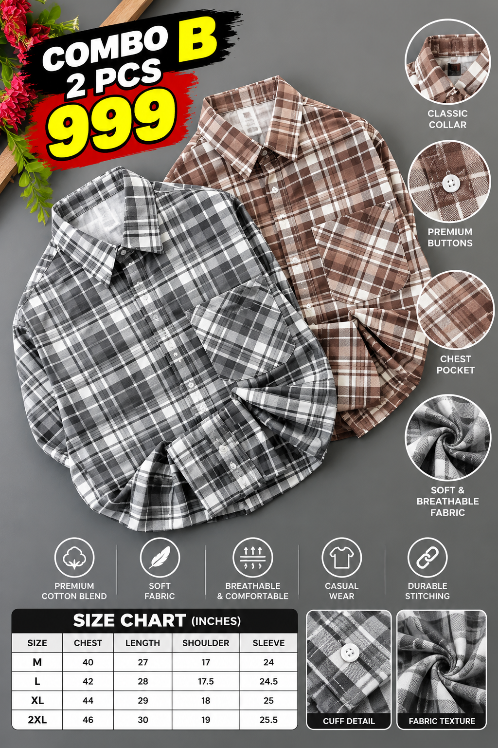 2 PCS CHECKED SHIRT