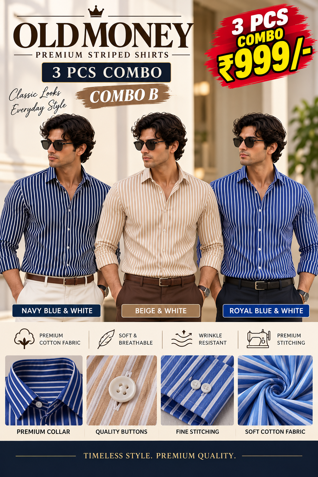 3 PCS OLD MONEY SHIRT