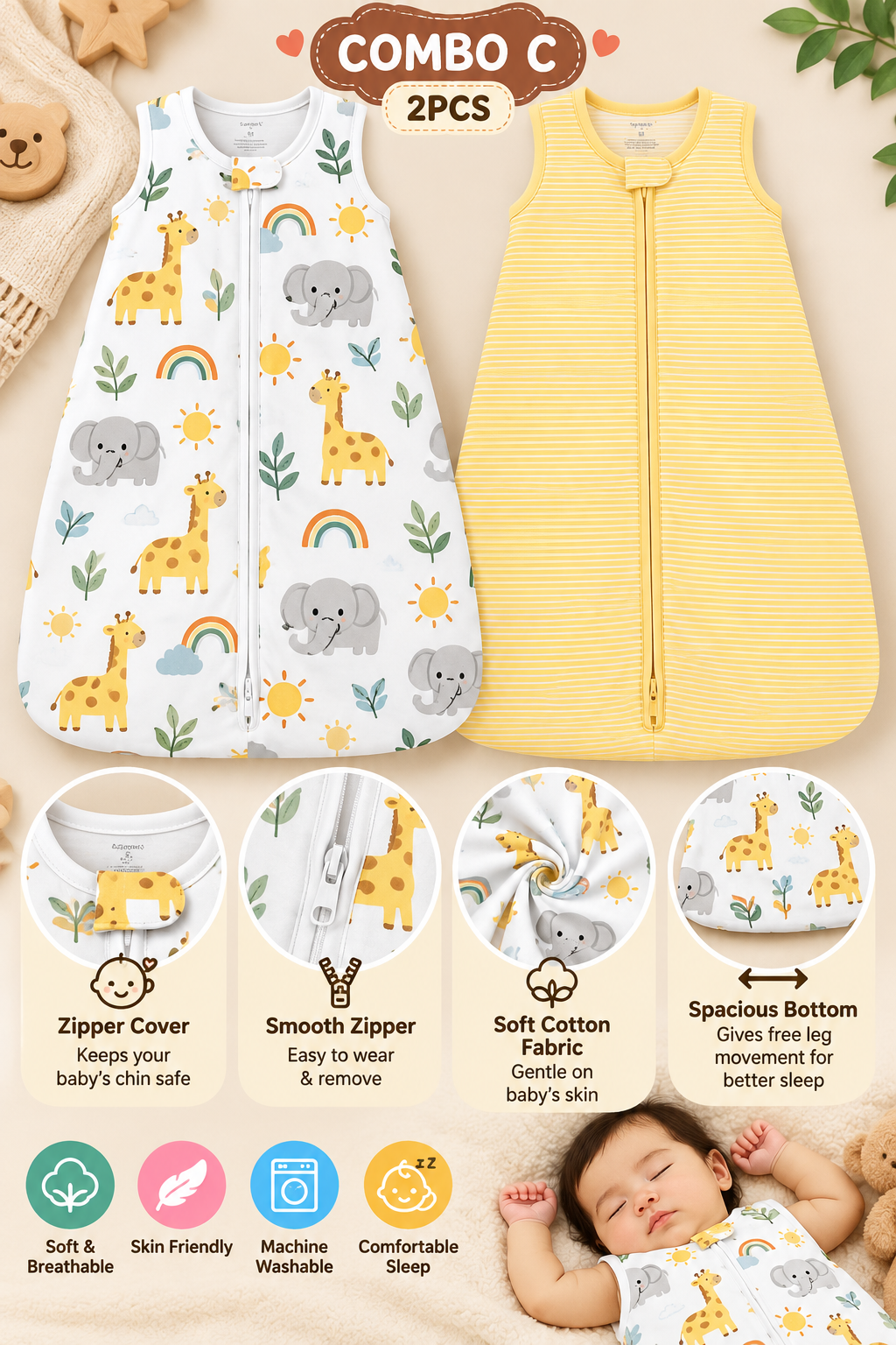 2 PCS BABY SLEEPING BAG