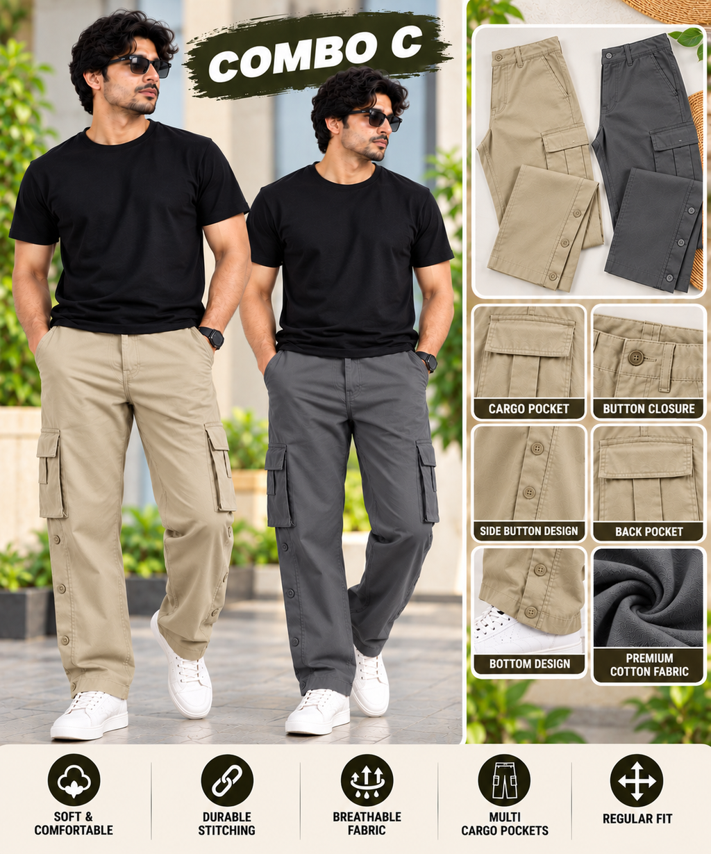 2 PCS  COTTON CARGO PANT