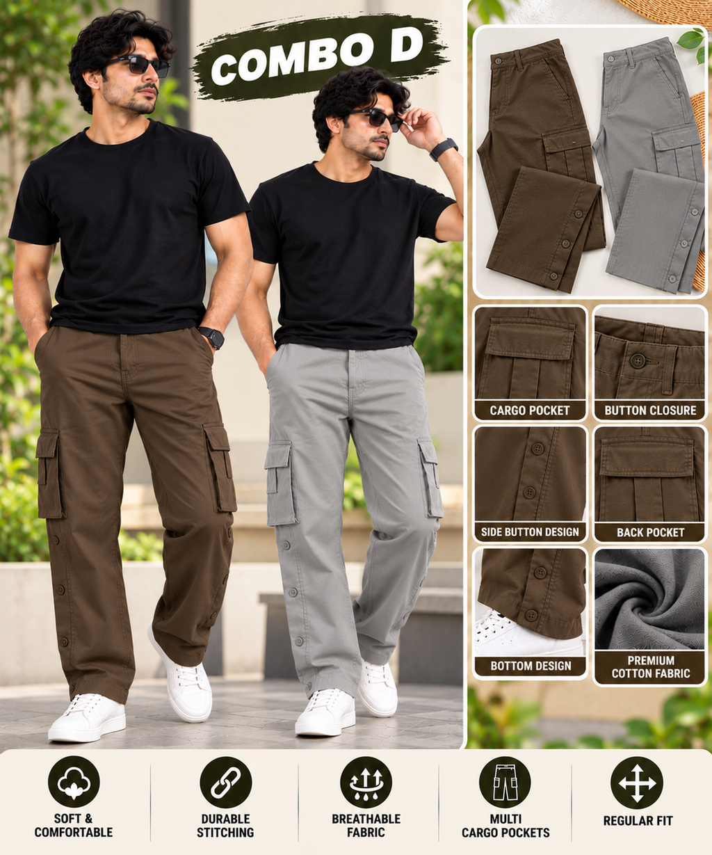 2 PCS  COTTON CARGO PANT