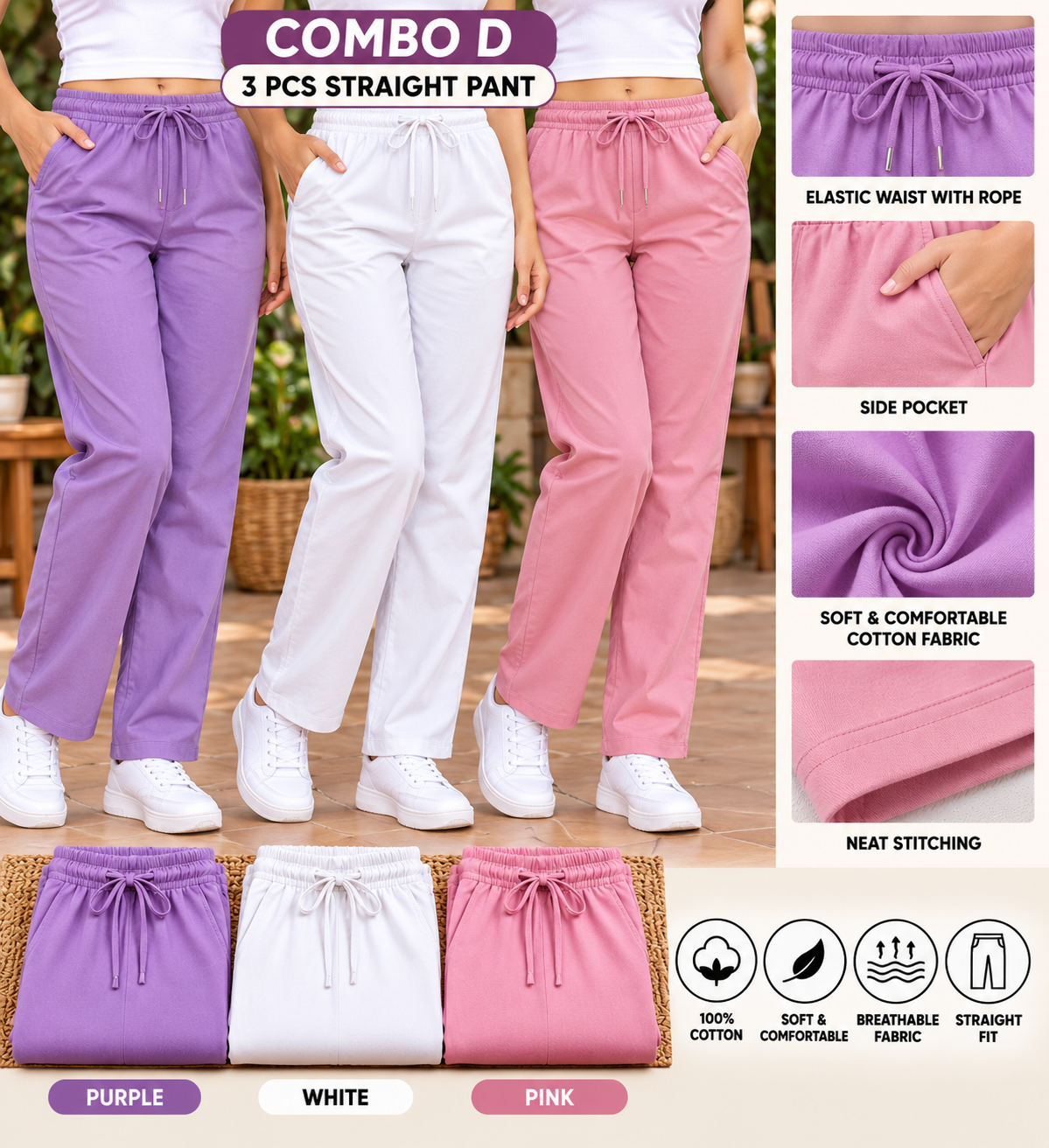 3 PCS STRAIGHT PANT