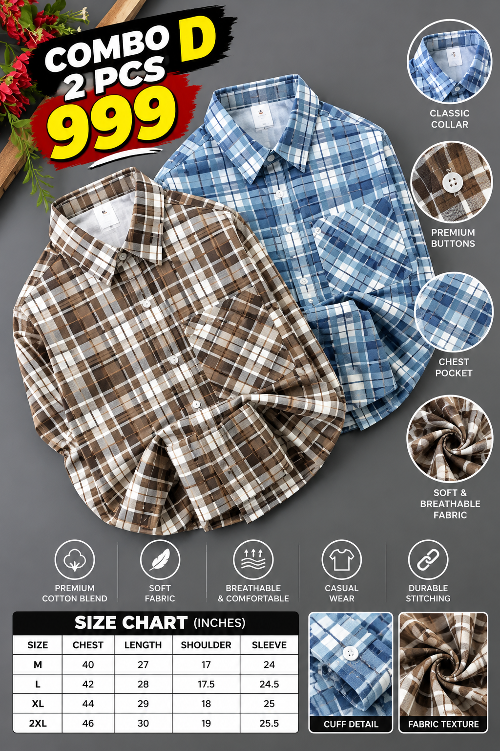 2 PCS CHECKED SHIRT